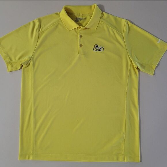 Nike Men's Yellow Dri-FIT Short Sleeve Golf Polo - Picture 1 of 13